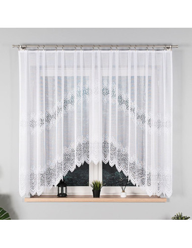 VIOLETTA · firanka gotowa z podcięciem · biała · klasyczny wzór · 300x160