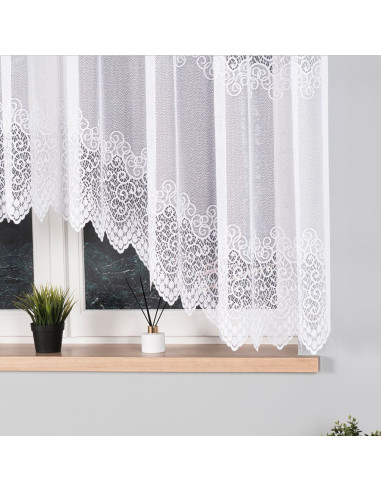 VIOLETTA · firanka gotowa z podcięciem · biała · klasyczny wzór · 300x160