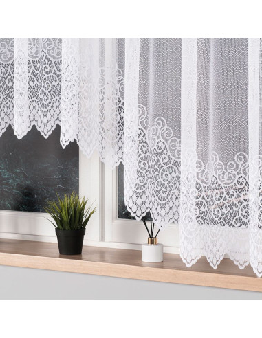 VIOLETTA · firanka gotowa z podcięciem · biała · klasyczny wzór · 300x160