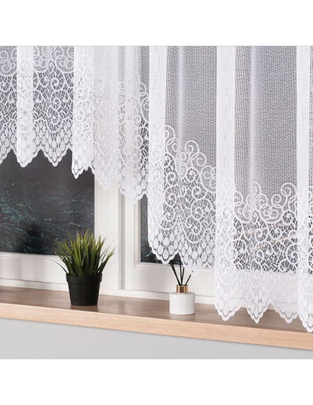 VIOLETTA · firanka gotowa z podcięciem · biała · klasyczny wzór · 300x160