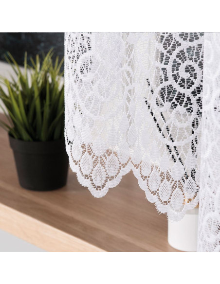 VIOLETTA · firanka gotowa z podcięciem · biała · klasyczny wzór · 300x160