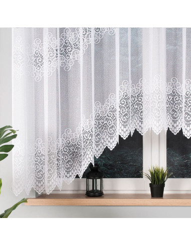 VIOLETTA · firanka gotowa z podcięciem · biała · klasyczny wzór · 300x160