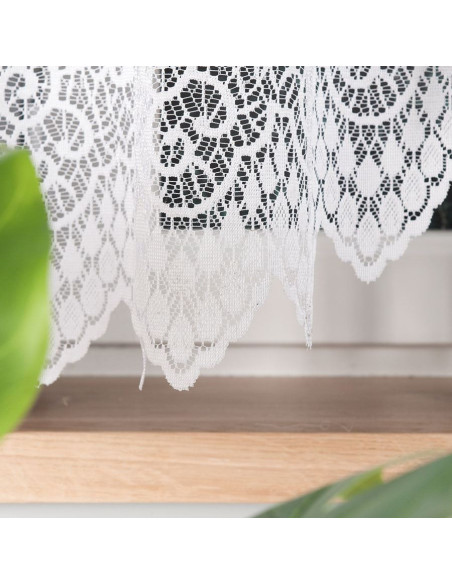 VIOLETTA · firanka gotowa z podcięciem · biała · klasyczny wzór · 300x160