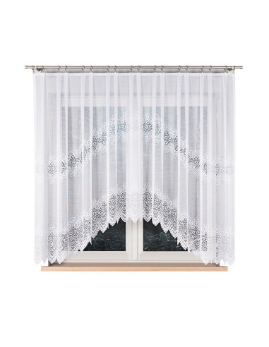 VIOLETTA · firanka gotowa z podcięciem · biała · klasyczny wzór · 300x160