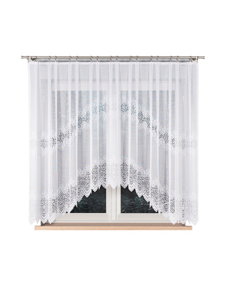 VIOLETTA · firanka gotowa z podcięciem · biała · klasyczny wzór · 300x160