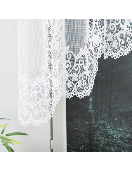 BERENIKA - Firanka gotowa żakardowa z podcięciem na dole - 300x120 cm - kolor biały