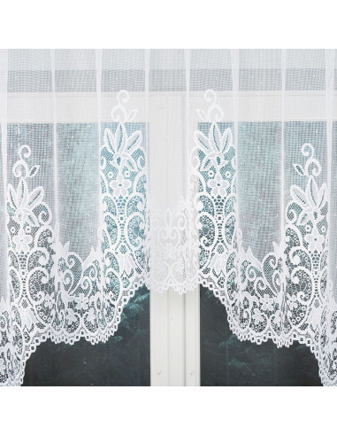 BERENIKA - Firanka gotowa żakardowa z podcięciem na dole - 300x120 cm - kolor biały