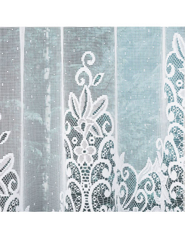 BERENIKA - Firanka gotowa żakardowa z podcięciem na dole - 300x120 cm - kolor biały