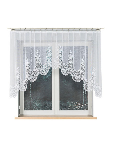 BERENIKA - Firanka gotowa żakardowa z podcięciem na dole - 300x120 cm - kolor biały