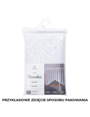 BERENIKA - Firanka gotowa żakardowa z podcięciem na dole - 300x120 cm - kolor biały