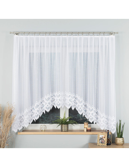 FELICJA · firanka gotowa z podcięciem · biała · wzór dołem · 350x160