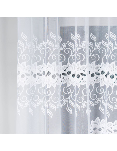 BASTIA · firanka gotowa z podcięciem · biała · ornamenty · 300x160