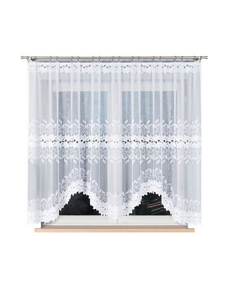 BASTIA · firanka gotowa z podcięciem · biała · ornamenty · 300x160