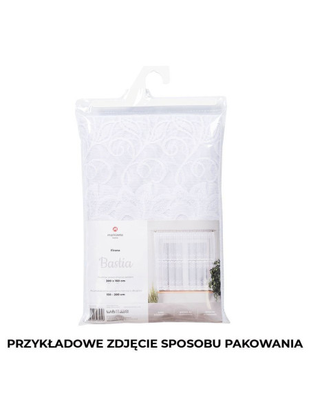 BASTIA · firanka gotowa z podcięciem · biała · ornamenty · 300x160