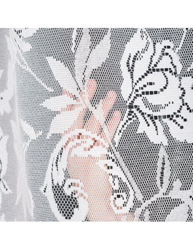 BARBARA · firanka gotowa żakardowa · biała · kwiaty · 300x140