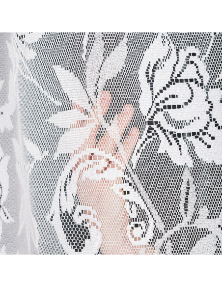 BARBARA · firanka gotowa żakardowa · biała · kwiaty · 300x140