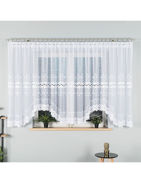 BASTIA · firanka gotowa · biała · klasyczny wzór · 600x160
