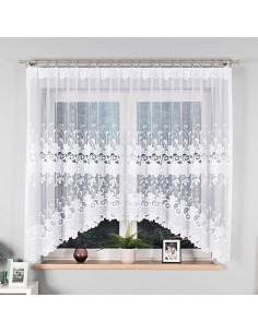 KASJANA · Firanka gotowa żakardowa z podcięciem na dole · 320x160 cm · kolor biały