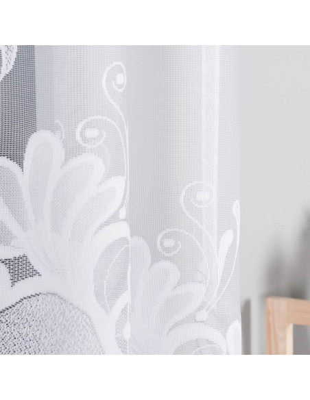 KASJANA · Firanka gotowa żakardowa z podcięciem na dole · 320x160 cm · kolor biały