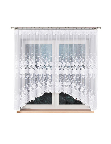 KASJANA · Firanka gotowa żakardowa z podcięciem na dole · 320x160 cm · kolor biały