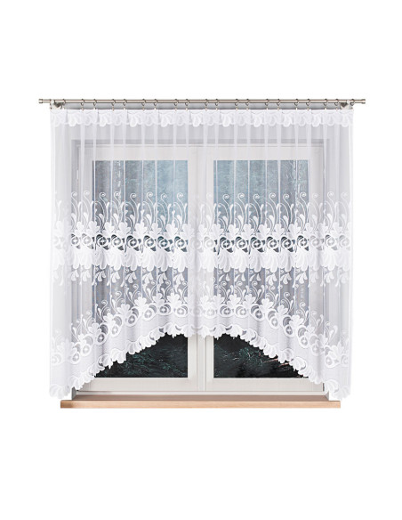 KASJANA · Firanka gotowa żakardowa z podcięciem na dole · 320x160 cm · kolor biały