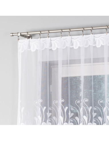 KASJANA · Firanka gotowa żakardowa z podcięciem na dole · 320x160 cm · kolor biały