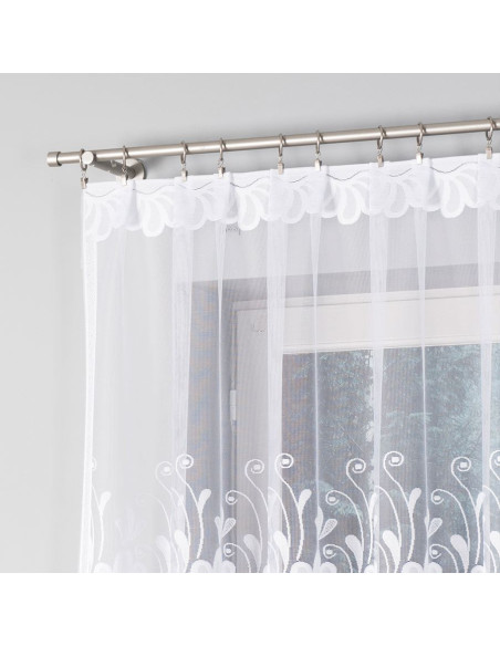 KASJANA · Firanka gotowa żakardowa z podcięciem na dole · 320x160 cm · kolor biały
