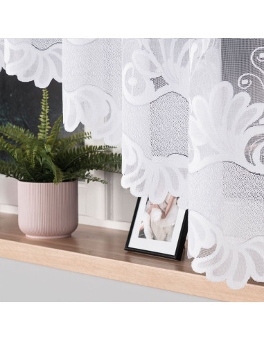 KASJANA · Firanka gotowa żakardowa z podcięciem na dole · 320x160 cm · kolor biały