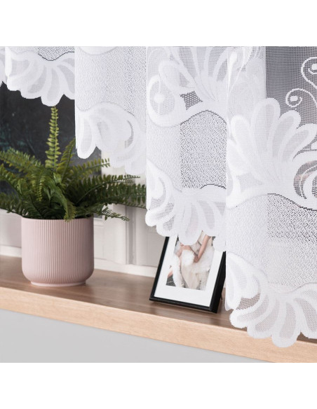 KASJANA · Firanka gotowa żakardowa z podcięciem na dole · 320x160 cm · kolor biały