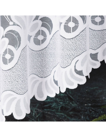 KASJANA · Firanka gotowa żakardowa z podcięciem na dole · 320x160 cm · kolor biały