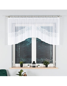 DANIELA - Firanka gotowa żakardowa z podcięciem na dole - 250x90 cm - kolor biały