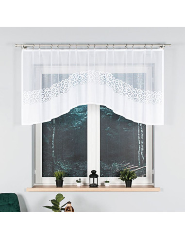 DANIELA - Firanka gotowa żakardowa z podcięciem na dole - 250x90 cm - kolor biały