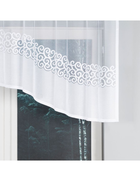 DANIELA - Firanka gotowa żakardowa z podcięciem na dole - 250x90 cm - kolor biały