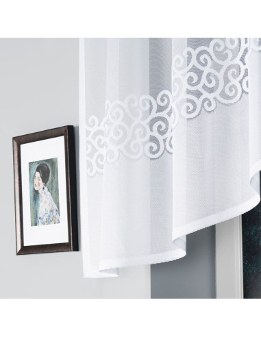 DANIELA - Firanka gotowa żakardowa z podcięciem na dole - 250x90 cm - kolor biały