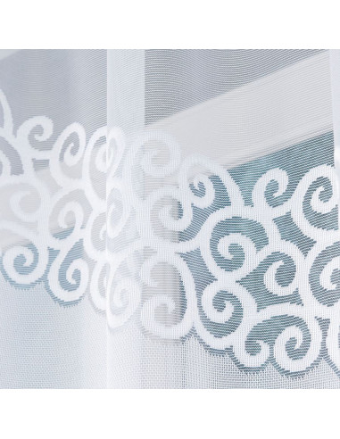 DANIELA - Firanka gotowa żakardowa z podcięciem na dole - 250x90 cm - kolor biały