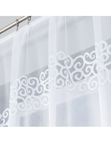 DANIELA - Firanka gotowa żakardowa z podcięciem na dole - 250x90 cm - kolor biały