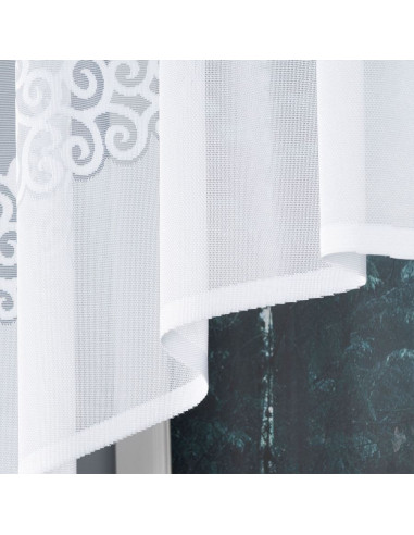 DANIELA - Firanka gotowa żakardowa z podcięciem na dole - 250x90 cm - kolor biały