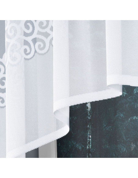 DANIELA - Firanka gotowa żakardowa z podcięciem na dole - 250x90 cm - kolor biały