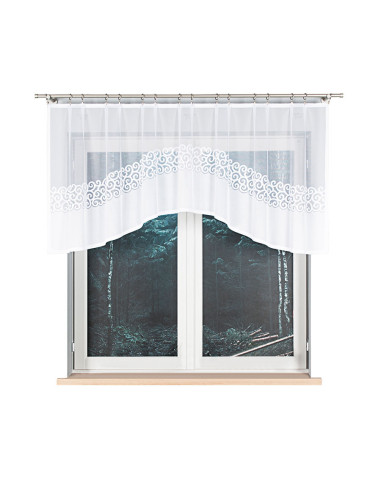 DANIELA - Firanka gotowa żakardowa z podcięciem na dole - 250x90 cm - kolor biały