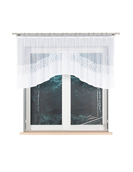 DANIELA - Firanka gotowa żakardowa z podcięciem na dole - 250x90 cm - kolor biały