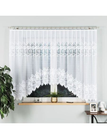 DEMETRIA · Firanka gotowa żakardowa z podcięciem na dole · 500x160 cm · kolor biały