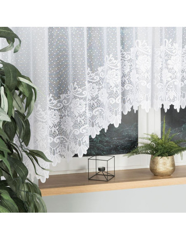 DEMETRIA · Firanka gotowa żakardowa z podcięciem na dole · 500x160 cm · kolor biały